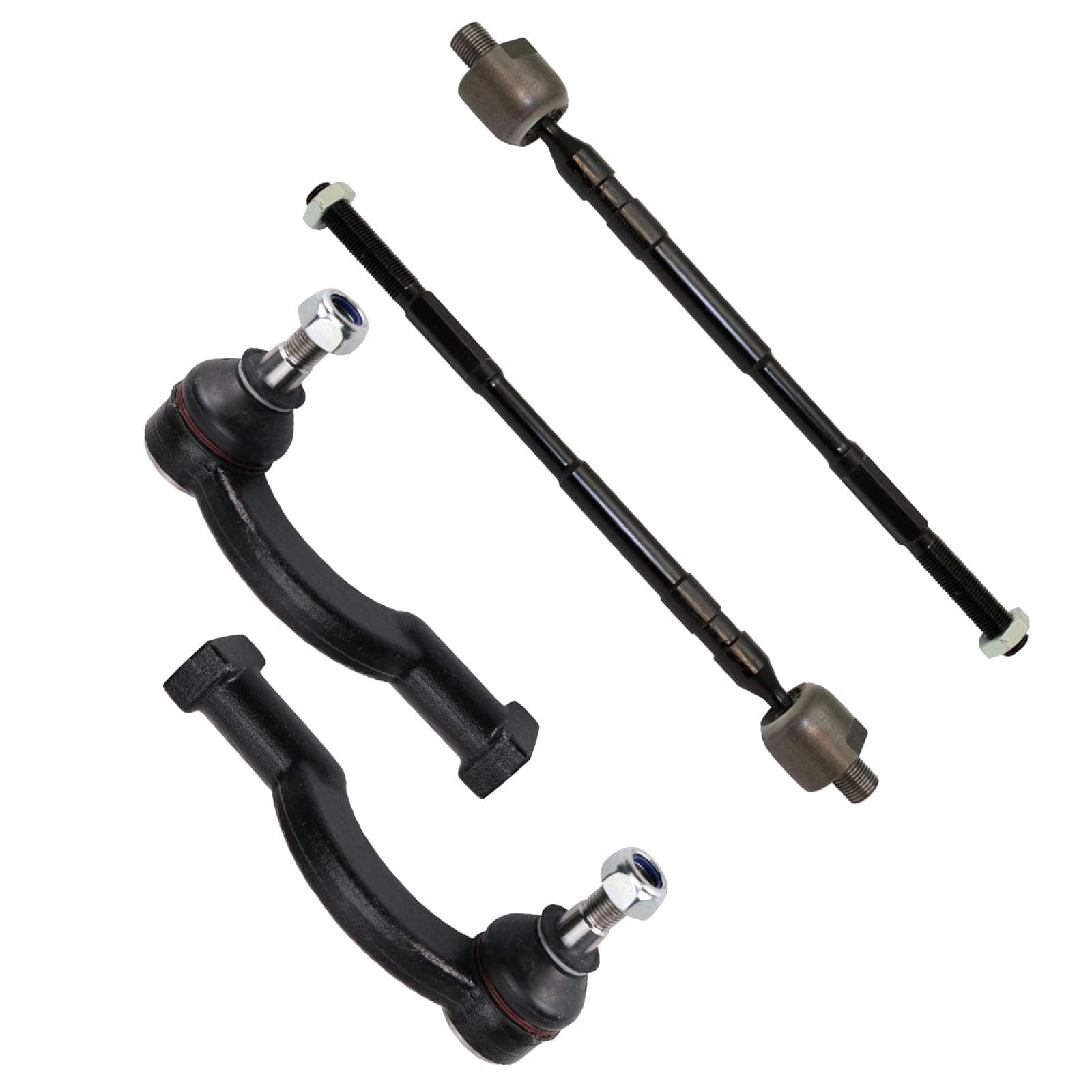 TRQ Inner and Outer Driver and Passenger Side Tie Rod Set 4 Piece Compatible with 2015-2019 Subaru Legacy; 2015-2019 Subaru Outback