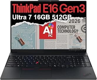 Lenovo ThinkPad E16 Gen 3 Business AI PC Laptop (16" FHD+ Anti-Glare, Intel 16-Core Ultra 7 255H (> i9-13900H), 16GB DDR5 RAM, 512GB SSD) Backlit, Fingerprint, 5MP Webcam, Thunderbolt 4, Win 11 Pro