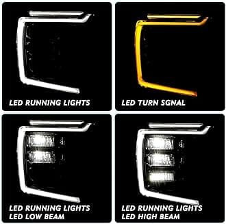 Full LED Headlight Assembly Set for 2021 2022 2023 GMC Yukon/Yukon XL DENALI/AT4 OEM Headlamp Replacement RH (Right/Passenger Side)