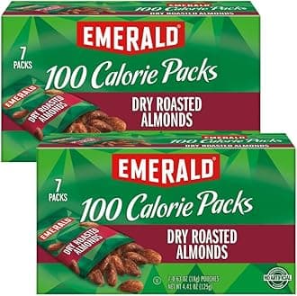Emerald Nuts Dry Roasted Almonds, 100-Calorie Packs, 7 Count (Pack of 2)