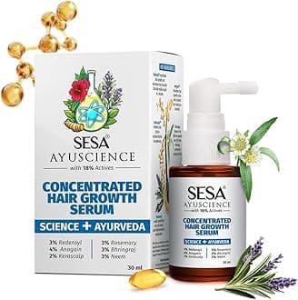 Sesa Ayuscience 3% Redensyl, 4% Anagain, 2% Kerascalp Hair Growth Serum With Rosemary, Bhringraj, Neem For Hair Growth Strengthens Roots Controls Hair Fall - 1 fl oz / 30 ml