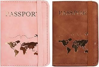 SnogisaPassport Wallets Travel Holder Set, Slim Passport Case, Honeymoon & Bridal Shower Gift, Newlywed Travel Gifts for Couples