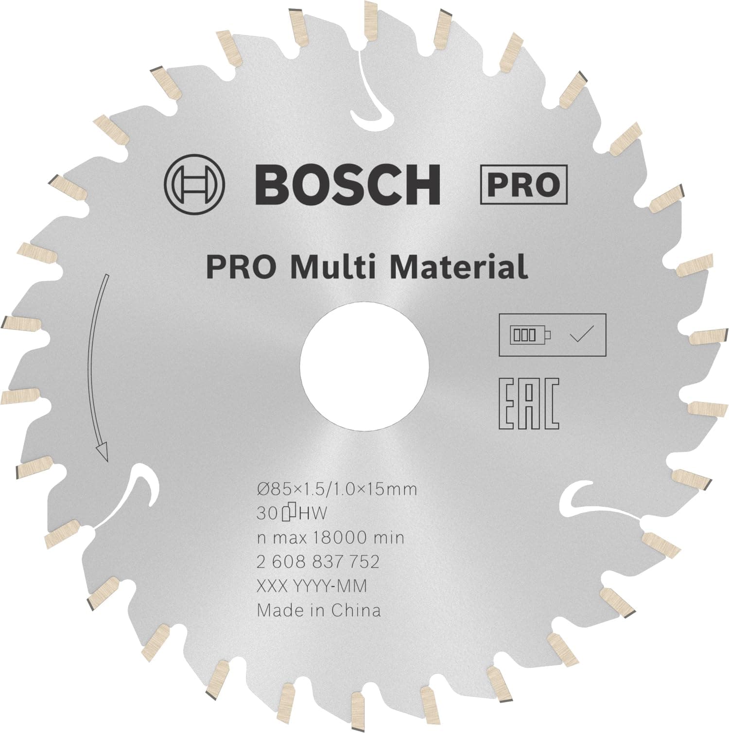 1x PRO Multi Material Circular Saw Blade for Cordless Hand-Held Saws (for Aluminium, Plastics, Ø mm, Professional Accessory Hand-Held Circular Saw)
