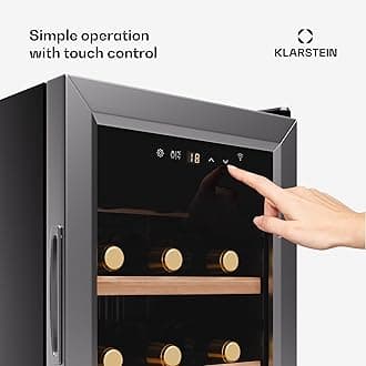 Klarstein Shiraz Free-Standing Wine Cooler Drinks Fridge, Single Zone Wine Fridges, Wine Prosecco & Beer Bottles, Touch Pad, Indoor/Outdoor Bar Fridge & Wine Cooler for Garden, 5-18°C, 18 Bottles