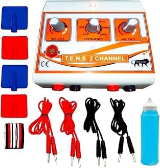 Physiotrack TENS 2 Channel Digital Machine | Dual Channel Physiotherapy Device for Pain Relief & Muscle Recovery | with Electrode Pads, Wires, Gel & Accessories
