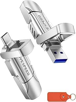 256GB Solid State Flash Drive 400MB/s High Speed Type C + USB 3.2 Drive Dual Port, Thumb Drive Compatible with iPhone 15, 16 Series/Android Phone/MacBook/Audio/Smart TV(1 Pack)