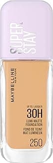 Maybelline New York, Super Stay Lumi-Matte Liquid Foundation, 30hr Longwear formula, Light as Air, Waterproof, Sweatproof, Luminous Matte Finish - 250