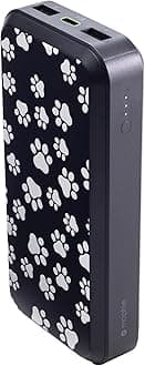 Mophie powerstation prime20 - Ultra-Compact Portable Power Bank with 20,000mAh Internal Battery, 18W USB-C PD Fast Charging, 3-Device Simultaneous Charging, Dog Paws