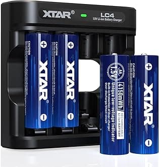 aa Batteries with Charger XTAR 1.5V Lithium aa Battery 4150mWh with LC4 Battert Charger (LC4+4pcs 1.5V AA 4150mWh)