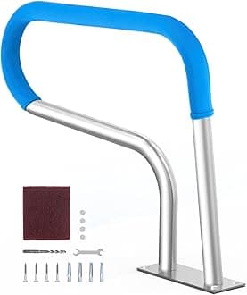 VEVOR Pool Handrail, 32 x 23 inch Pool Railing, Stainless Steel with Base Plate for Indoor/Outdoor Pools,Swimming Pool Safety Railing for Decks,Rust-Proof Grab Bar w/Grip Cover&Accessories for Spas