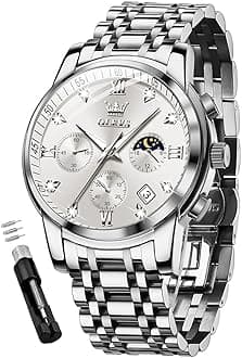 OLEVS Watch for Men, Fashion Dress Mens Watches, Stainless Steel Waterproof Analog Quartz Wristwatch, Elegant Gifts for Him - Dad & Boyfriend