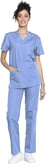 Cherokee womens Unisex Scrub Top and Scrub Pant Set Medical Scrubs Set