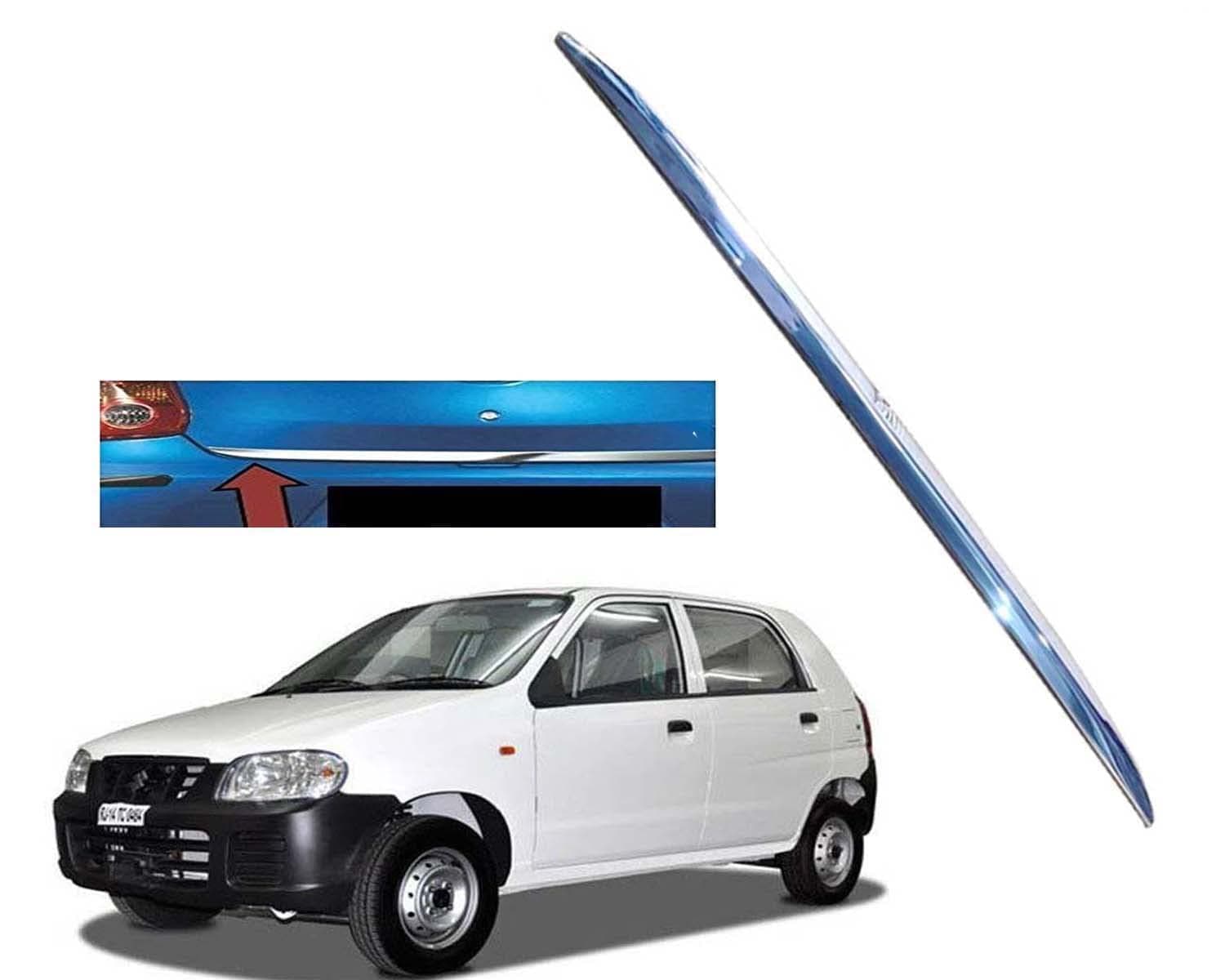 Auto E-ShoppingABS Plastic Chrome Finish Car Diggi Garnish Silver Dicky Patti Compatible for Maruti Alto