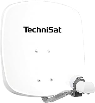 TechniSat DIGIDISH 45 - Satellite Dish for 2 Participants (45 cm Compact Satellite System - including Wall Mount, An-Roof Fitting for Mast Mounting (30-63 mm), and Universal Twin LNB) White Polar