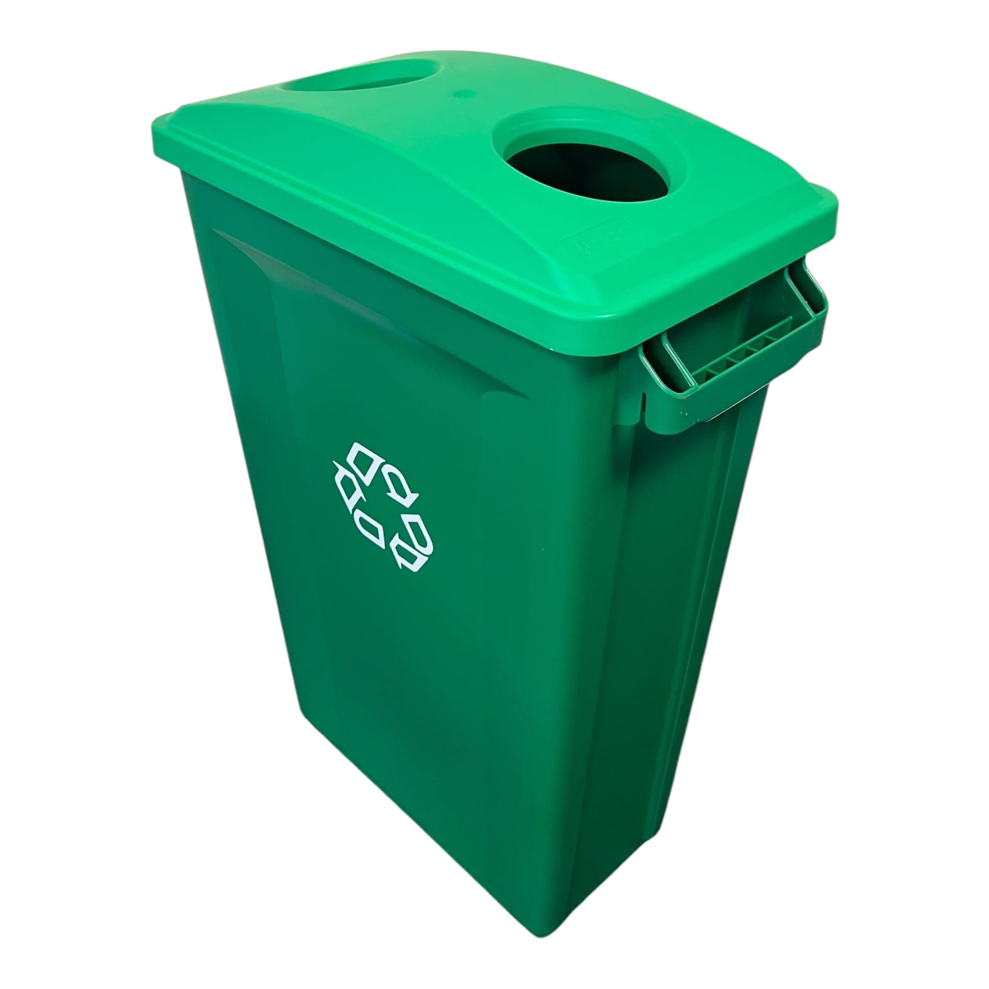 Chabrias Ltd 87 Litre Slim Bin Recycling Container, Space Saving Design, Rectangular for Home, Office, Kitchen – Commercial Product Vented Slim Waste Receptacle Bin (1, Green & Green 2 Hole Lid)