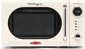 Nostalgia 0.7 Cu. Ft. Retro Compact Countertop Microwave Oven, Ivory