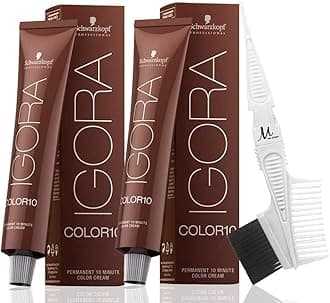 Igora Color 10 8-00 Light Blonde Natural Extra Permanent 10 Minute Hair Colors and M Hair Designs Tint Brush/Comb (Bundle 3 items)