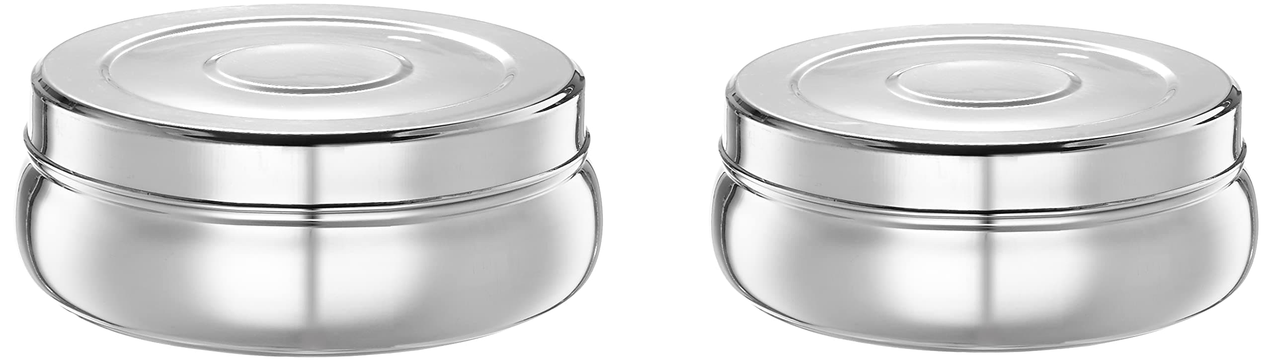Amazon Brand - Solimo Steel Flat Canisters/Storage Containers, Set of 2 (1 L, 1.3 L) - Silver