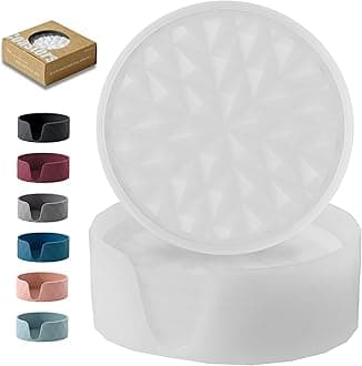 Silicone Coasters for Drinks[6 Pack]- Cup Mat with Holder for Tabletop Protection-Non-Slip, Non-Stick, Coffee Table Decor, Great Gift for Any Occasion, Translucent