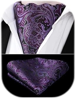 Ascot Ties for Men Paisley Cravat Tie and Pocket Square Set Floral Mens Ascot Scarf Handkerchief Wedding Party