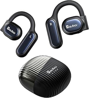 AUBOR Open Ear Headphones, True Wireless Bluetooth Earbuds with ENC Clear Call, Bluetooth 5.3, IPX6 Water-Resistant, Ergonomic Ear Hooks, 45H Playtime, Compatible with iPhone & Android, Balck