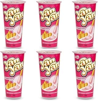 meiji Yan Yan Biscuits (Pack Of 6, Strawberry),Refined Wheat Flour,Milk Solids,50 Gram