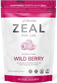 Zurvita Zeal for Life 30-Day Wellness Bag, 420 Grams, Wild Berry (Guarana Free)