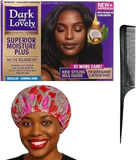 Kamakah Relaxer Box Set - Comes with Comb and Shower Cap | Suitable for Dark and Lovely Hair | Achieve Gorgeous, Silky Hair at Home