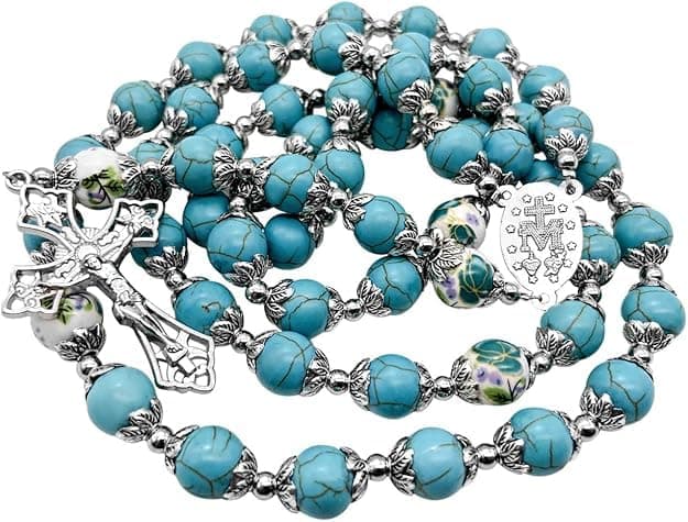 Turquoise Marble Stone Beads Rosary
