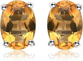 Natural Garnet Peridot Amethyst Citrine Blue Topaz Birthstone Stud Earrings for Women, 14k Gold Plated 925 Sterling Silver Earrings for Women, Gemstones Jewelry Sets for Girls