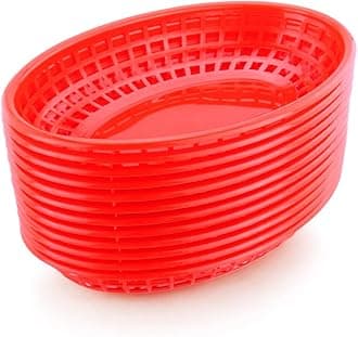 New Star Foodservice 44171 Fast Food Baskets, 9.25 x 6 Inch Oval, Set of 36, Red