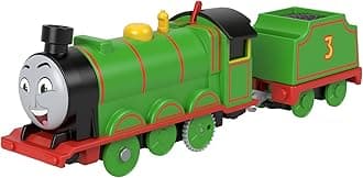 Battery Operated Toy Locomotive Henry with Charcoal Trolley for Children in Nursery Age 3 Years and Above, HTN40