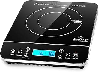 Duxtop Induction Hob, Induction Cooker Countertop Burner with LCD Sensor Touch 2100 Watts, 20 Temperature Levels, 20 Power Levels, 10-hour Timer, Safety Lock Design 9600LS