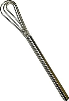 11” Long Handle Silver Stainless-Steel Espresso Flat Whisk - Ideal For Commercial, Domestic Or Home Kitchens - Premium Quality, Clump-Free Mixing for Perfect For Espresso Making