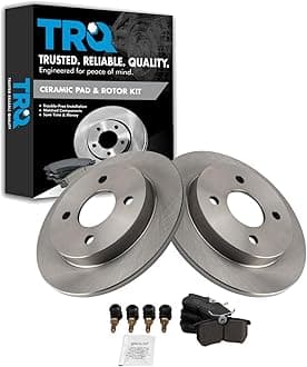 TRQ Rear Brake Pad and Rotor Set Ceramic Solid Rotors Compatible with 2001-2007 Ford Focus