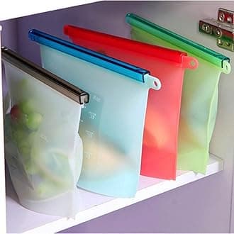 Ekaarav Silicone Food Storage Bag Containers, Airtight Seal Leakproof Freezer Bags for Snack, Sous Vide, Liquids, Fresh Lunch Preservation, Microwave & Dishwasher Safe (10)