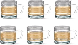 Classic Glance 6 Pcs Tea n Coffee Borosillicate Glass 210 ml Mug Set | Microwave Safe | Scratch Resistance | Lightweight | for Chai, Green Tea, Milk