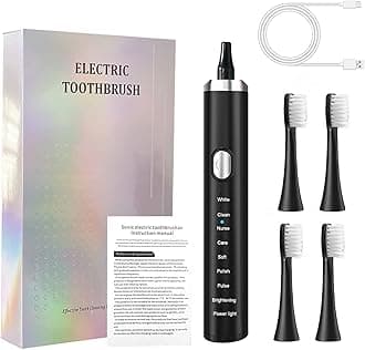 Electric Toothbrush,Rechargeable Deep Clean Toothbrush with 4 Replacement Heads,8 Modes with 2 Minutes Built in Smart Timer,Battery Toothbrush for Women Kids Men Adults