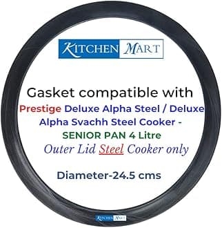 Kitchen Mart Gasket compatible with Prestige Deluxe Alpha/Deluxe Alpha Svachh Steel Pressure cooker (Senior Pan - 4 Litres)