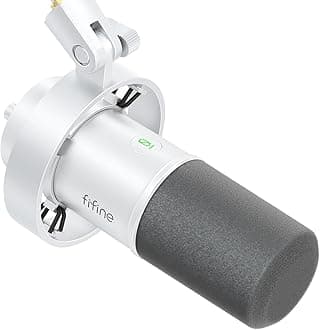 FIFINEXLR/USB Dynamic Microphone for Podcast, Vocal Recording Mic for PC with Mute Button, Headphones Jack, Gain Knob, Studio Mic for Streaming, Voice Over, Music Singing-K688 White
