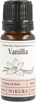 Nikura | Vanilla Fragrance Oil - 10ml | Perfect for Soap Making, Candle Making, Wax Melts, Diffuser | Great for use in Bath Bombs, Perfume Oil, Perfume Scents, Potpourri | Vegan & UK Made