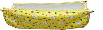 CUTEABLY Soft Cloth Baby Swing, Cradle Cover, Ghodiyu, Khoya, Palana, Hammock with Mosquito Net (Yellow Heavy Cotton)