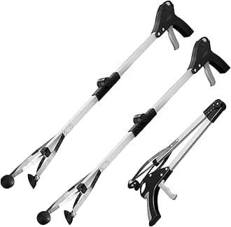 Vive Foldable Suction Reacher Grabber Tool for Elderly 2 Pack - 32 Inches Long Reach Grabber Claw - Pick Up Grab Tool - Reachers for Disabled & Seniors Heavy Duty - Trash, Garbage, Cups Picker Assist