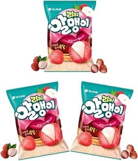 Korean Fruit Jelly Candy – Assorted Chewy Gummy Snacks –3 Fruity Flavors (Grape, Lychee, Mango) – Individually Wrapped – Perfect for Kids & Adults – 알맹이젤리 (Lychee–2.9oz(81g) × 3pack)
