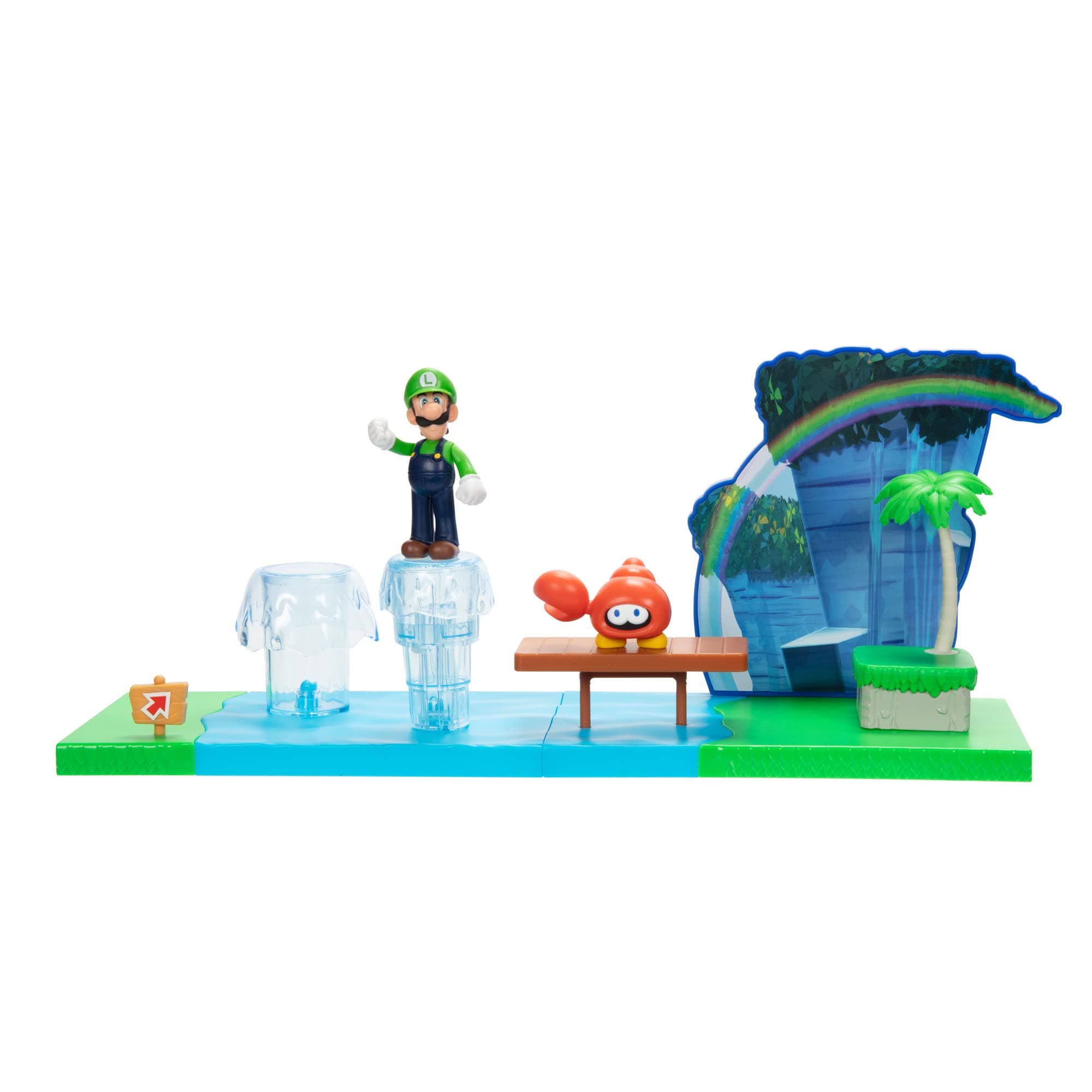 Sparkling Waters Action Figures Playset Includes 2.5 Inch Luigi & Red Huckit Crab with Interactive Pieces