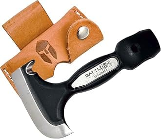 - Skachet Axe Head Skinner Hammer Hatchet Vintage Survival Tool - 3.5in Carbon Steel Blade Edge - Genuine Leather Sheath, Belt Loop - Bushcraft Outdoor Survival Ax Skatchet