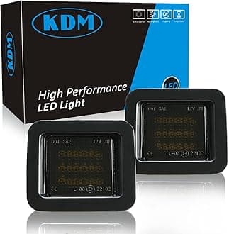KDM LED License Plate Lights fit for Ford F150 2015-2020 F-150 Pickup Truck Raptor, Smoked Len 6000K 2PCS Assemble LED Tag Lamp for replacement