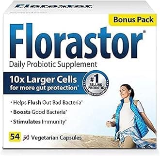 Florastor Daily Probiotic Supplement for Women and Men, Proven to Support Digestive Health, Saccharomyces Boulardii CNCM I-745 (54 Capsules)