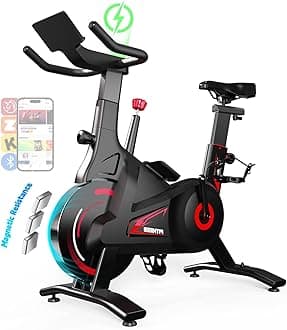YESOUL Self-Powered Exercise Bike with Dynamic LED Lights – Stable Triangle Frame, Dual-Stage Drive, 300 lbs Capacity, Silent Magnetic Resistance, Compact Indoor Stationary Bike for Home