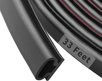 33 Feet Rubber Door Weather Stripping Seal Strip, Self-Adhesive Backing D-Shape Door Weatherstripping for Door Frame Insulation Large Gap(Black)